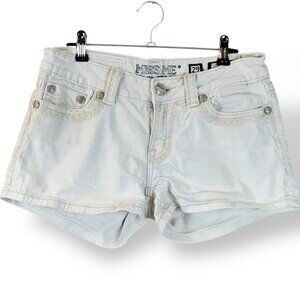 Miss Me Irene Shorts Womens Sz 29 White Embroidered Low Rise Flap Pocket Denim